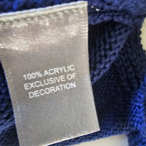 Marled Reunited L Sweater Slits Pullover Red USA‎ Embroidery Navy Blue - Picture 12 of 13